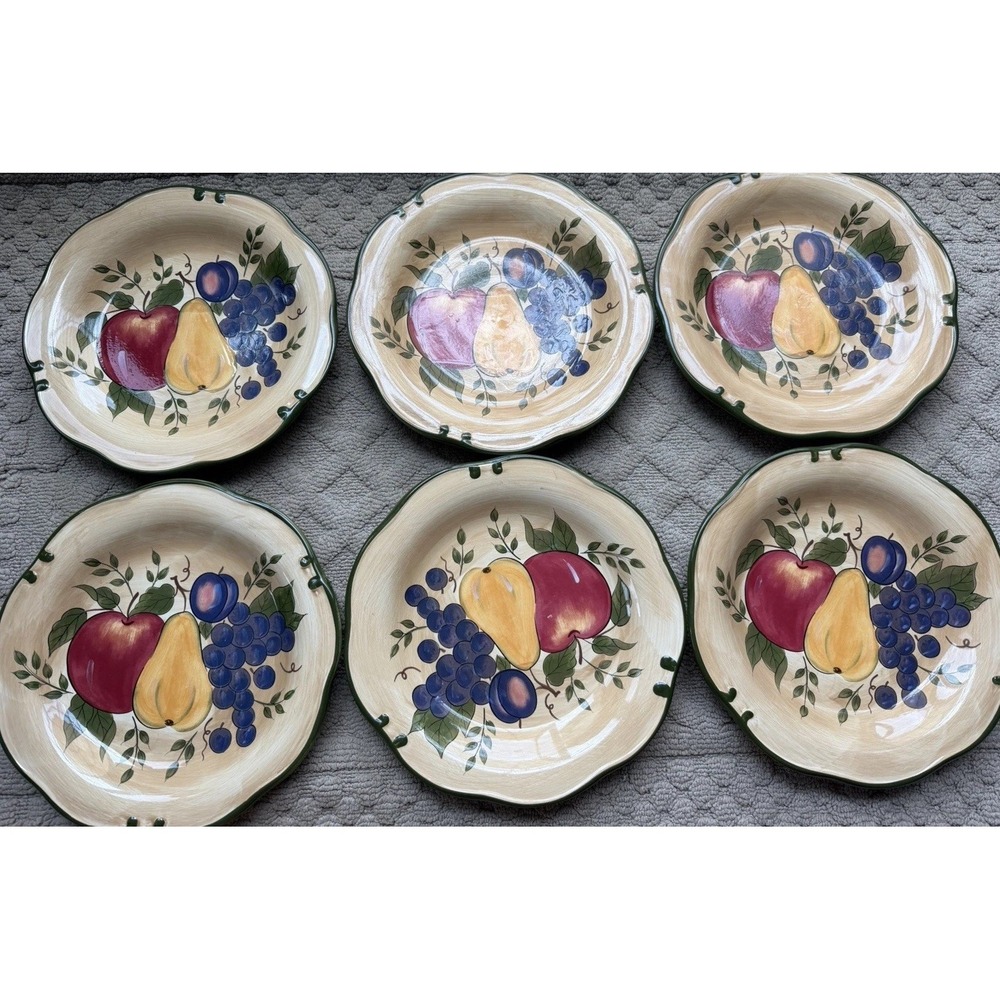 6 vtg grandma's Home Trendsfruit dinner plates multi colors collectibles